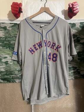 Jacob deGrom #48 New York Mets Baseball Jersey, Grey, Men's Size XL